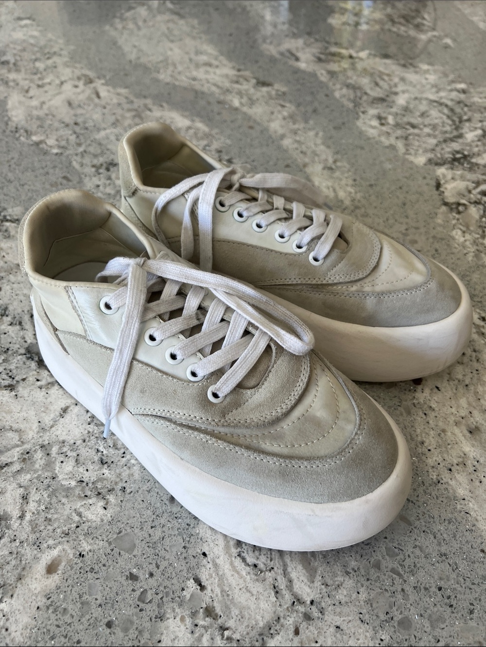 MM6 Maison Margiela Flatform Chunky Sneakers White Grey Suede EU 37 EUC